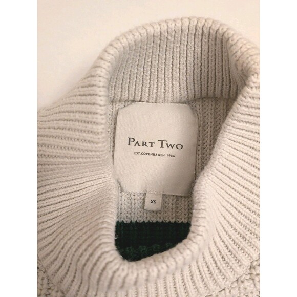 Part Two Copenhagen Green Stripe Sweater Jumper Wmn Sz XS Cabin Fisherman Preppy - Picture 9 of 10